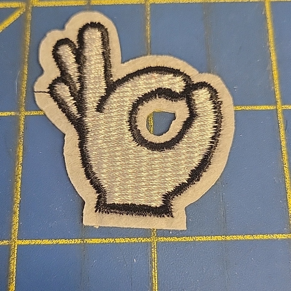 OK Hand Gesture Embroidered 3" Iron On Patch New